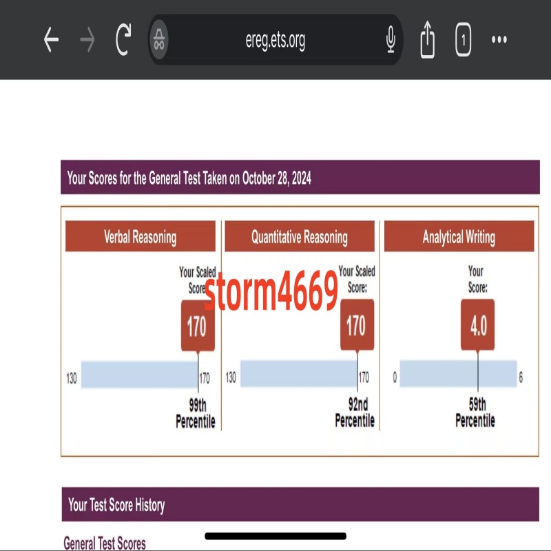 北京某同学GRE全替考满分