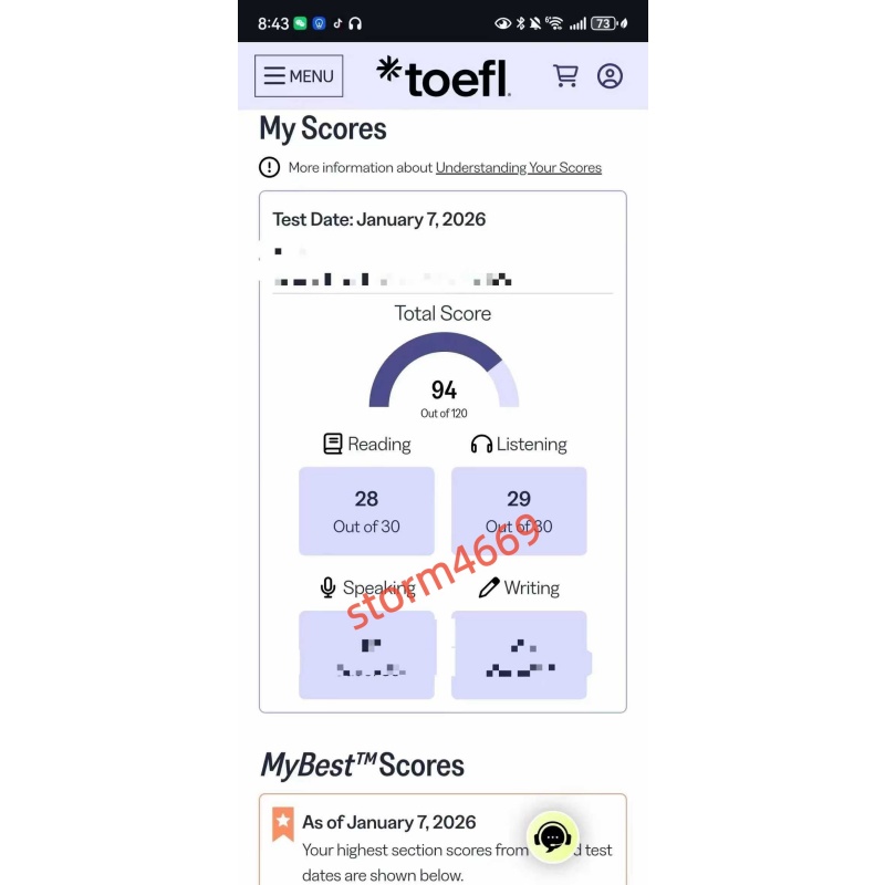 广州某同学托福面授出94分