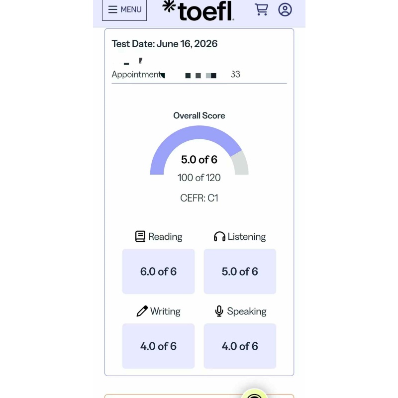 上海某同学托福大自拍出5.0分