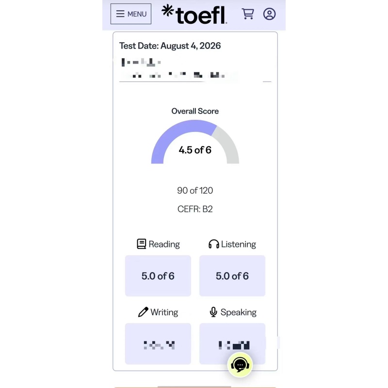 河南某同学托福直出4.5分